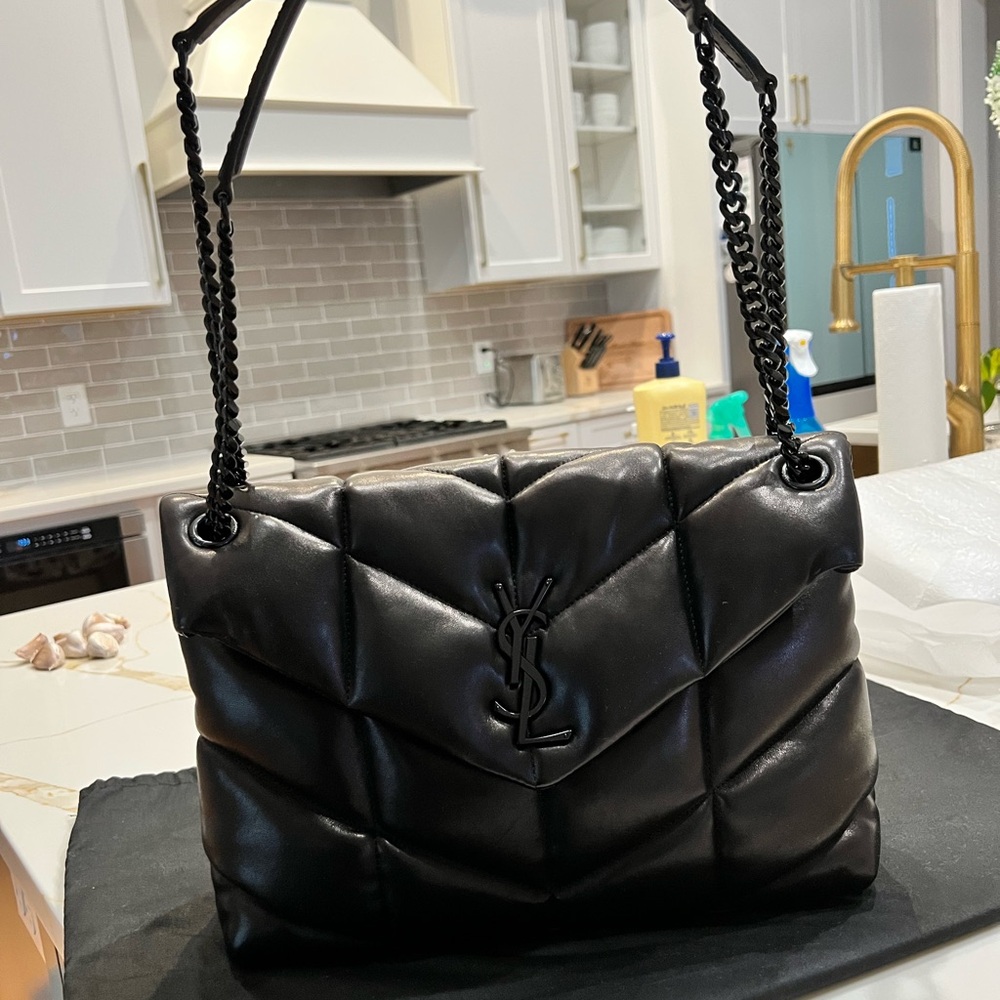 Yves Saint Laurent LouLou Black Puffer Chain Shoulder Bag